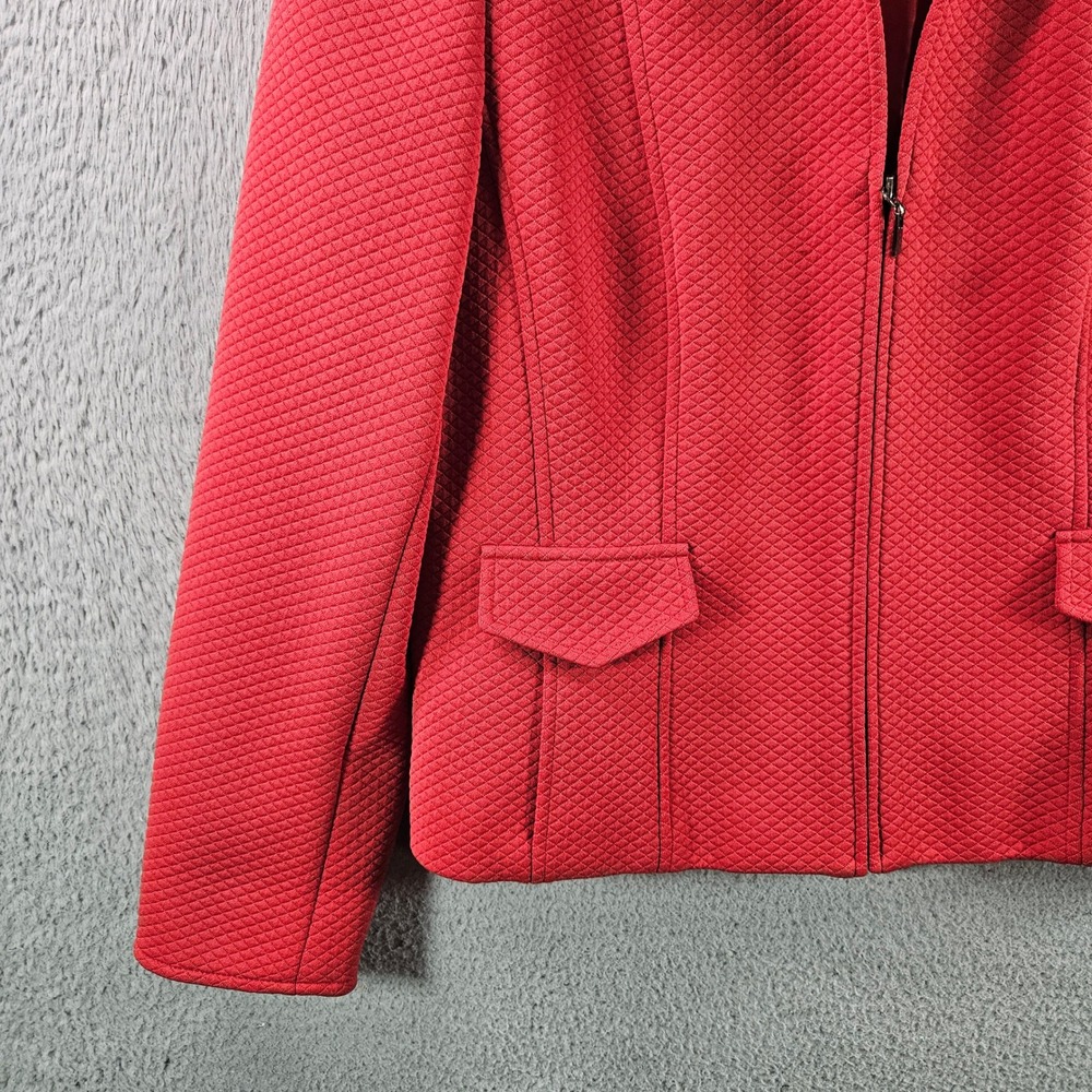 Talbots Petites Red Quilted Zip Front Blazer Jacket Women's Size 14 - Picture 2 of 13